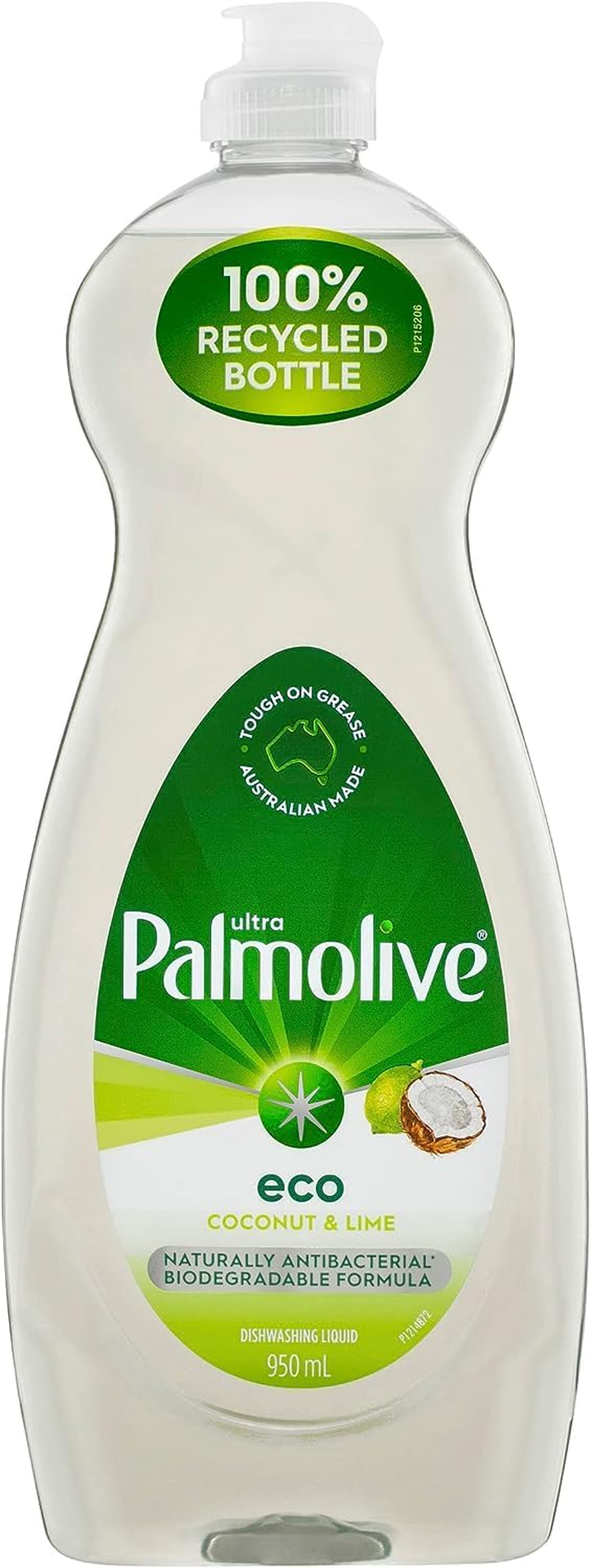 Palmolive Dish Ultra Eco Naturally Antibacterial Dishwashing Liquid 950Ml, Coconut and Lime, Powerful Biodegradable Formula image number 2