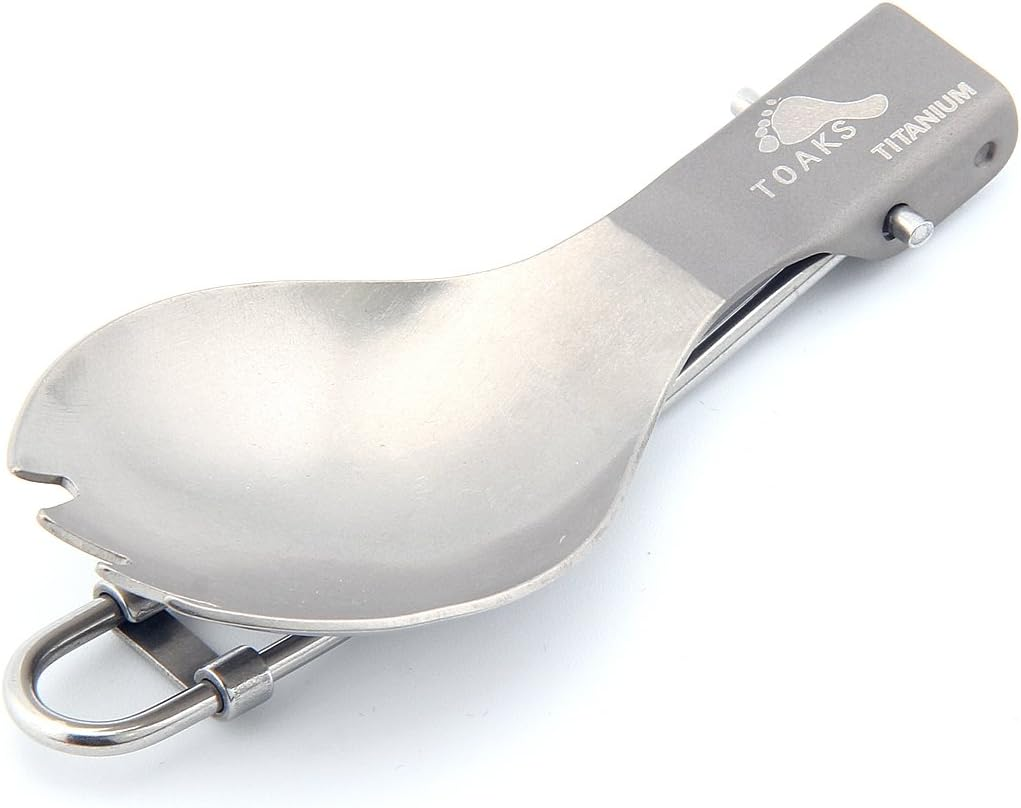 TOAKS Ultralight Titanium Tableware Outdoor Flatware Cutlery Fork and Spoon (T-21)