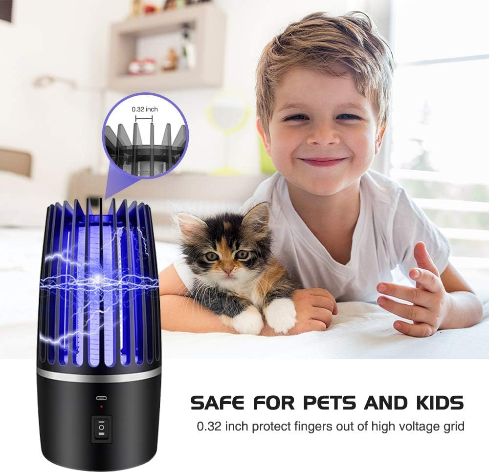 Bug Zapper, 2 in 1 Mosquito Killer Lamp, Portable Zappers with Night Light, 4000Mah USB Rechargeable Mosquito Killer Electric Lamp Insect Repellent, Indoor Outdoor Pest Control Trap Bug Zapper image number 6