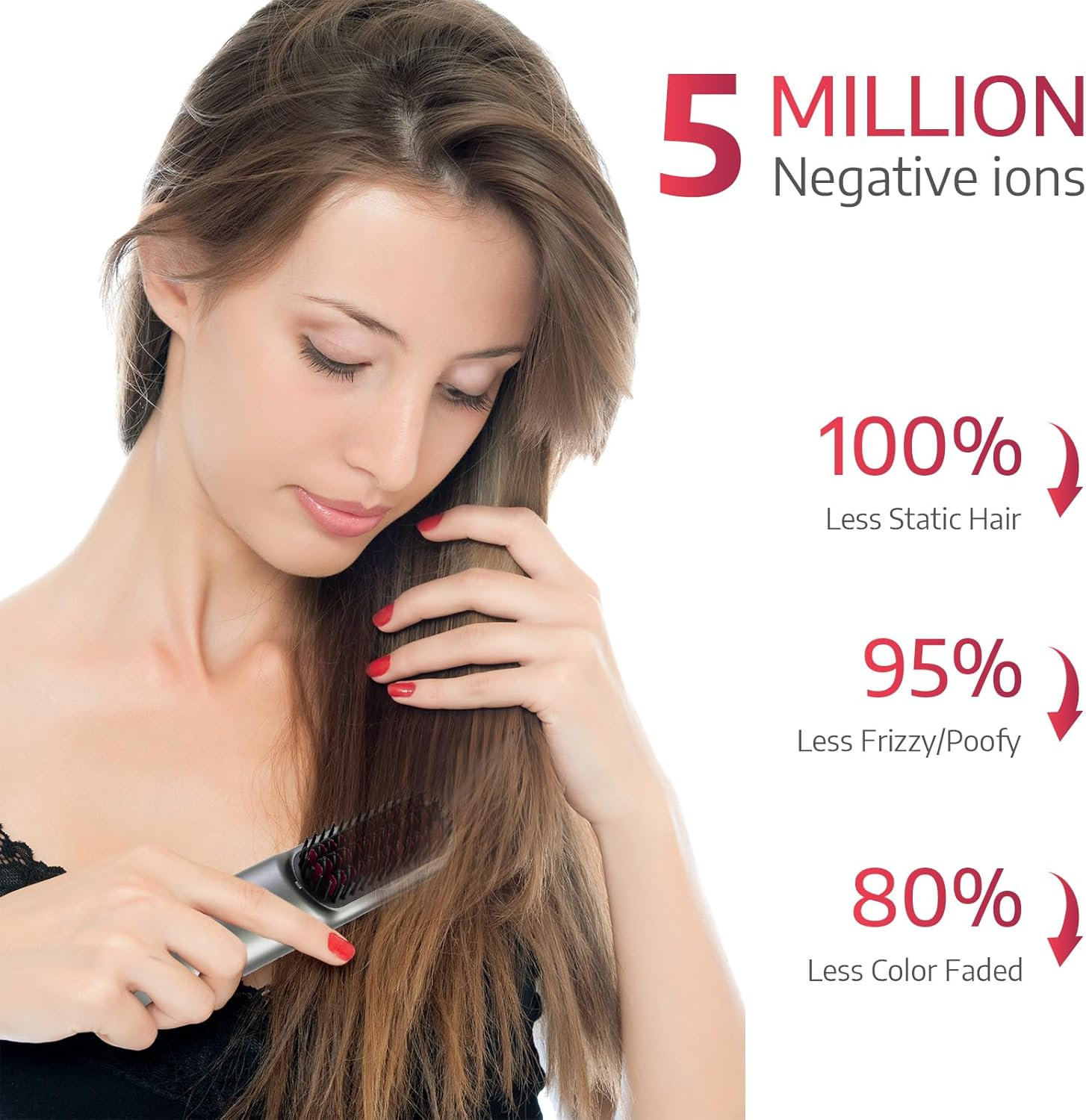 Top G Hair Straightener Brush Cordless Negative Ion Hot Comb Hair Straightener for Travel Upgraded 9600MAH USB Rechargeable Portable Mini Straightening Brush for Women(Grey) image number 1