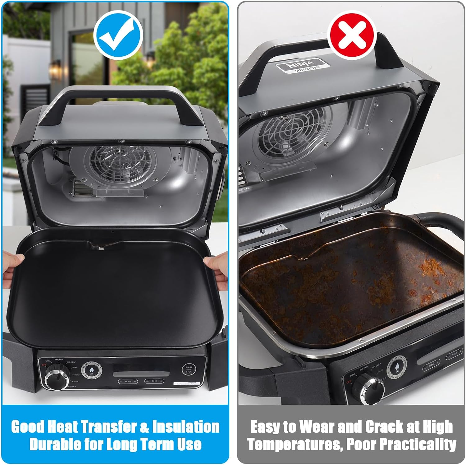 Grill Griddle Plate for Ninja Woodfire Outdoor Grills OG700 Series Accessories, Non-Stick Flat Top Griddle Pan Compatible with Ninja XSKGRDPLT Woodfire OG701 Grill, Insert image number 5