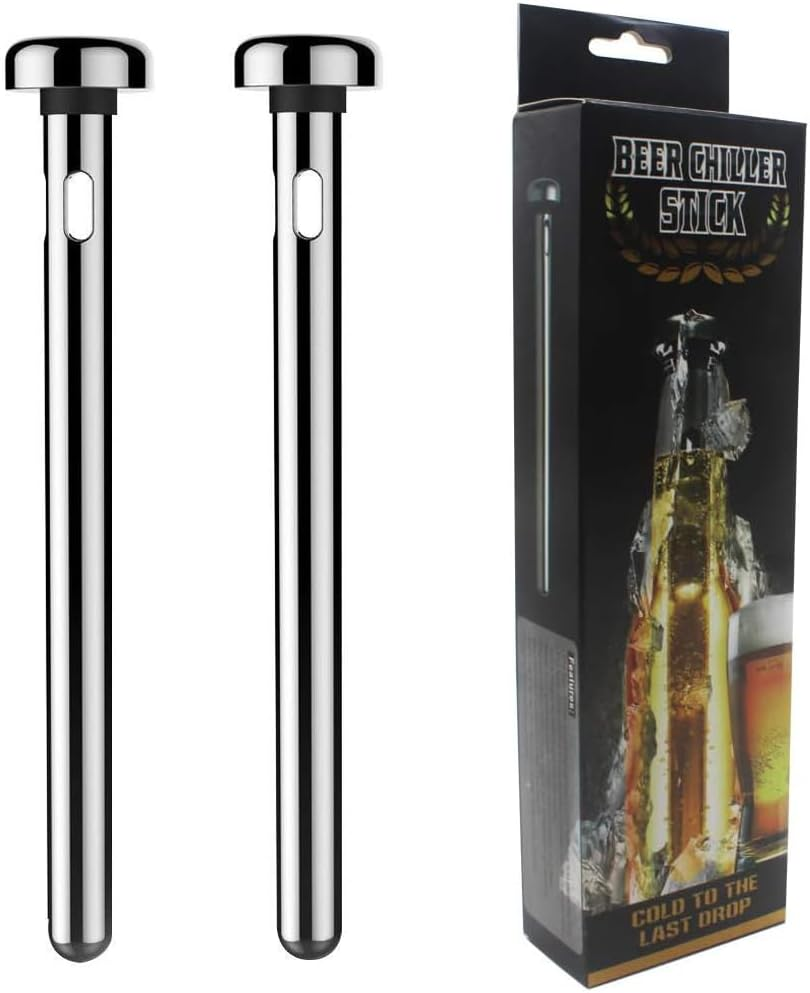 2 Packs Beer Chiller Sticks for Bottles, Stainless Steel Beer Stick Rapid Cooler for Mens Birthday Gift Ideas for Father Husband Boyfriend, Christmas Stocking Stuffers from Daughter Son Kids