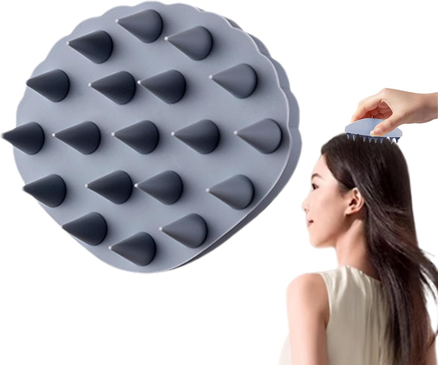 Shampoo Brush - Silicone Hair Scrubber - Shell Shaped Massage Comb, Comfortable Shower Hair Brush, Hair Scalp Scrubber, Hair Care Tools for Women Men Kids image number 4