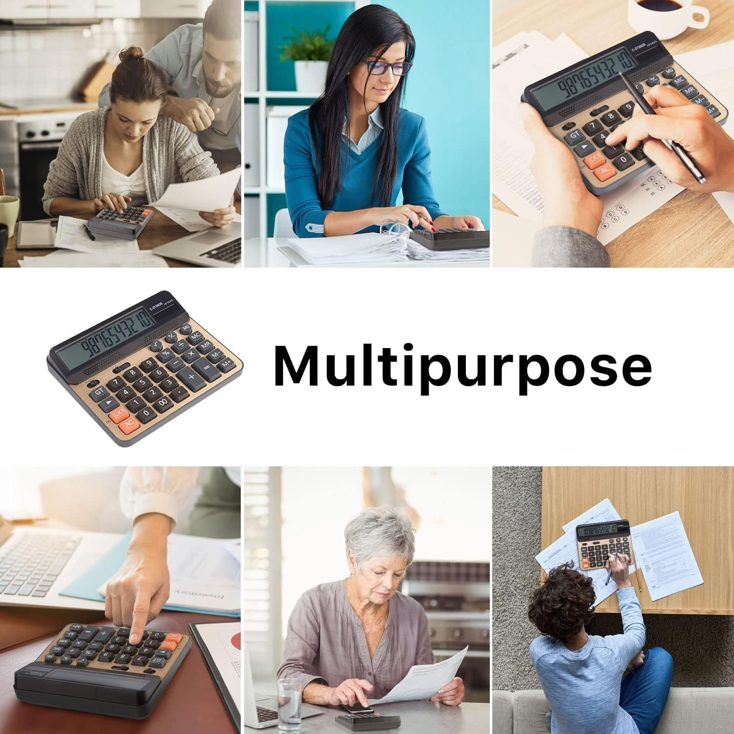 Desktop Calculator Solar Battery Dual Power with 12-Digit Large LCD Display and Large Computer Keys Standard Function Calculator for Home Office School image number 4