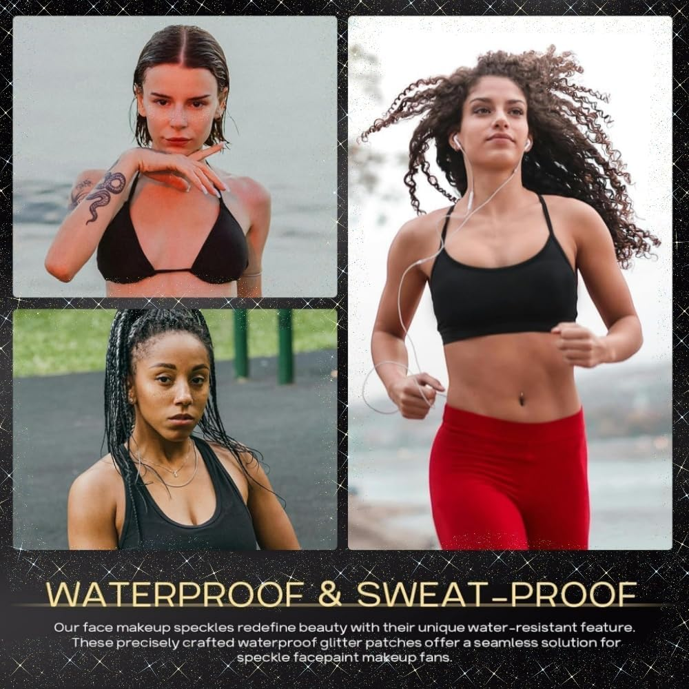 10Pcs Glitter Freckles Face Tattoo, Glitter Freckles for Face, Gold Sparkle, Makeup Patches. image number 6