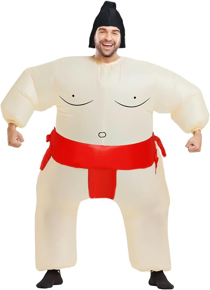 Inflatable Sumo Wrestler Suit Costume for Adult Blow up Halloween Party Fat Suit Fancy Families Member Game