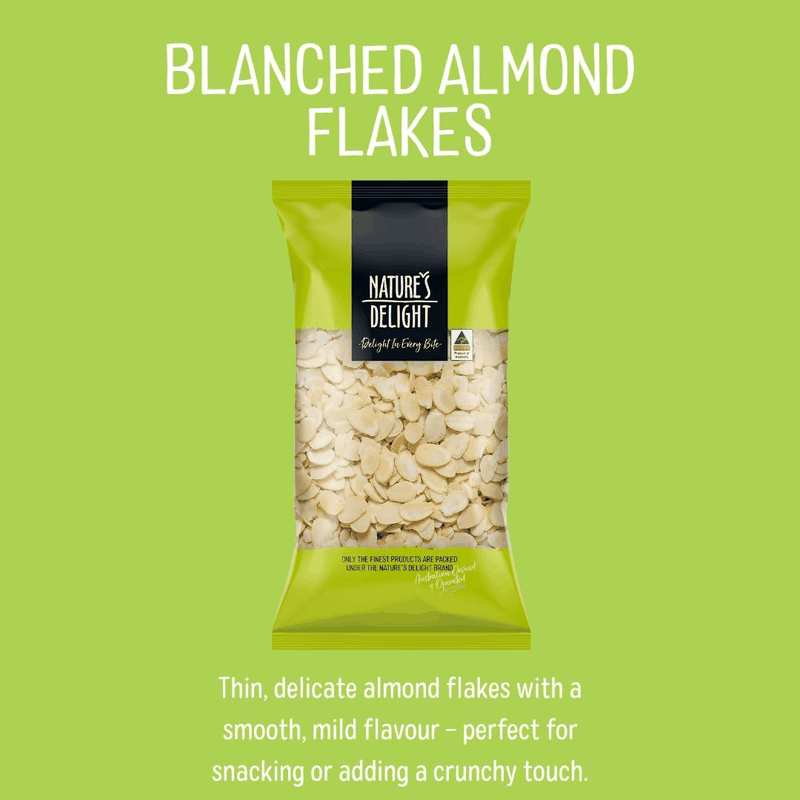 Nature&rsquo;S Delight Australian Blanched Almond Flakes 375G &ndash; Sliced Almonds for Baking & Cooking | Premium Natural Almond Nuts image number 1