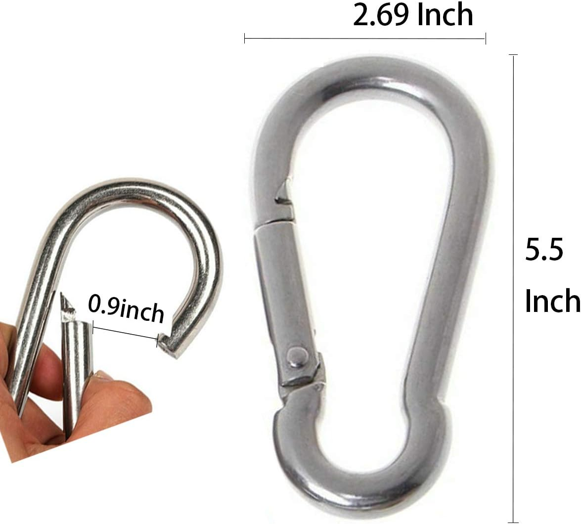 Large Carabiner Clip,5-1/2 Inch Heavy Duty Stainless Steel Spring Snap Hook for Outdoor Living,Gym,Boating,Hammock image number 2