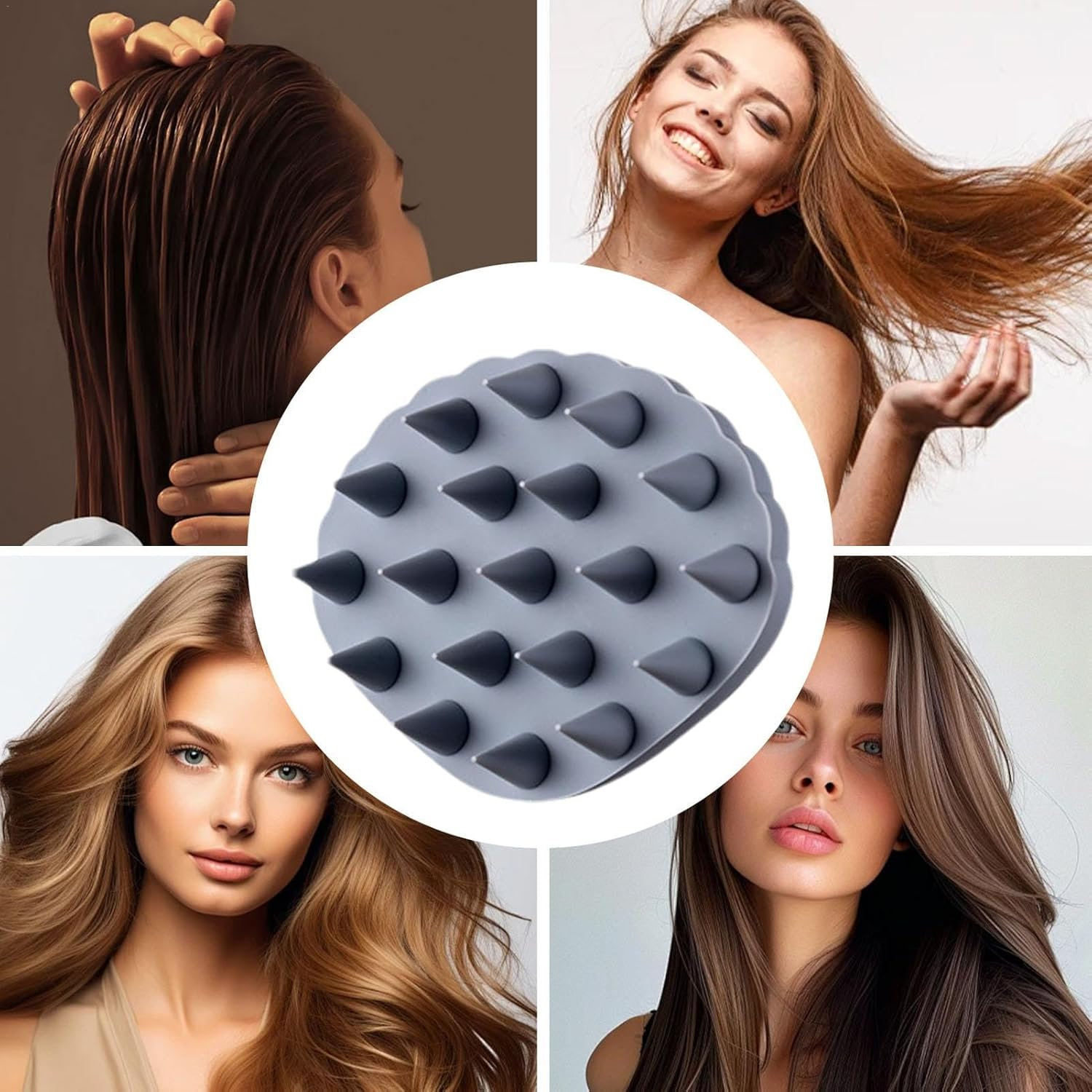 Shampoo Brush - Silicone Hair Scrubber - Shell Shaped Massage Comb, Comfortable Shower Hair Brush, Hair Scalp Scrubber, Hair Care Tools for Women Men Kids image number 5