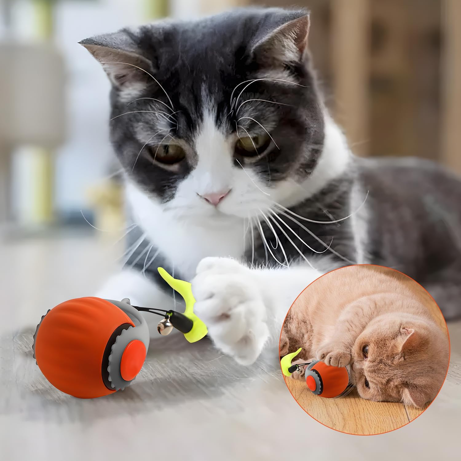 Speedy 3.0 Tail Upgrade Speedy 3.0 Tail Cat Toy,2025 New Turbo Smart Interactive Cat Ball for Indoor,Automatic Moving Smart Toys Withtail Two Speed Adjustment (Blue+Orange, 2PC) image number 4
