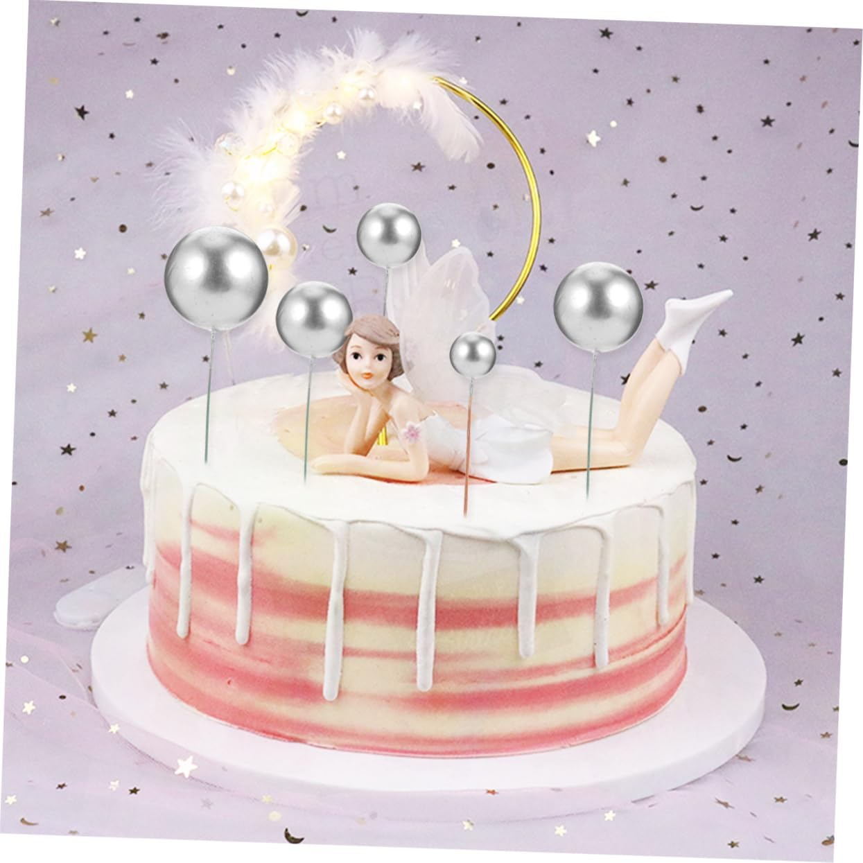 30Pcs Ball Cake Topper Birthday Decorations Pastel Dessert Props Ball Shape Ornament image number 1