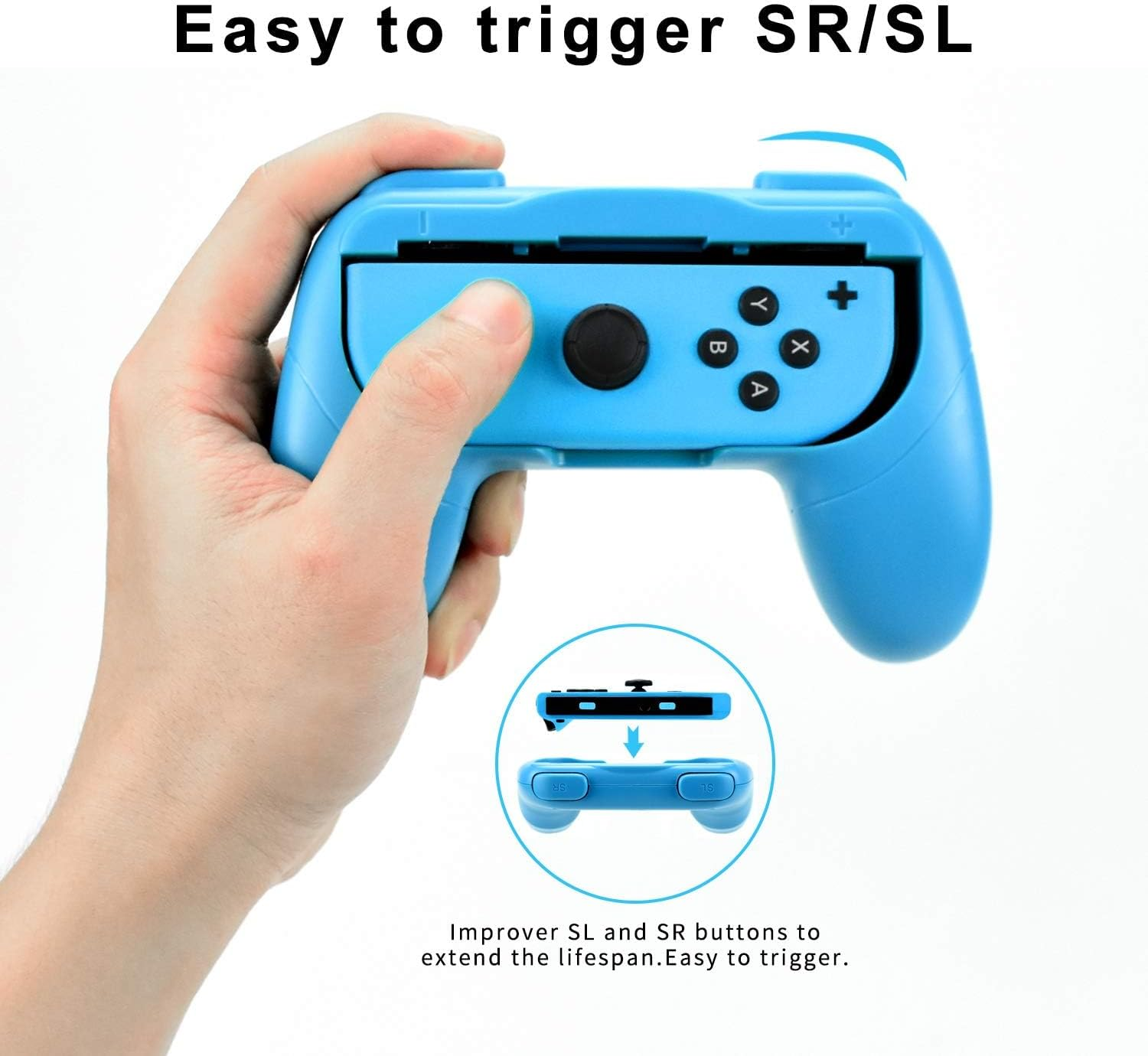 T Tersely Grips for Nintendo Switch Joycon Controller 2 Pack - Game Accessories Joy-Con Handheld Joystick Remote Control Holder Joy Con Kit| NOT for Switch 2 (Blue+Red) image number 6