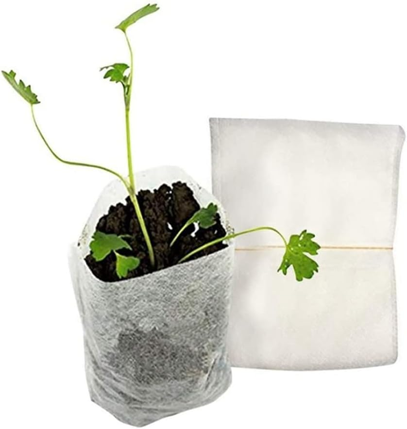 400 Pcs Seeding Bags Small Plant Grow Bags Non-Woven Seedling Raising Pots Gardening Supply for Home Garden image number 4
