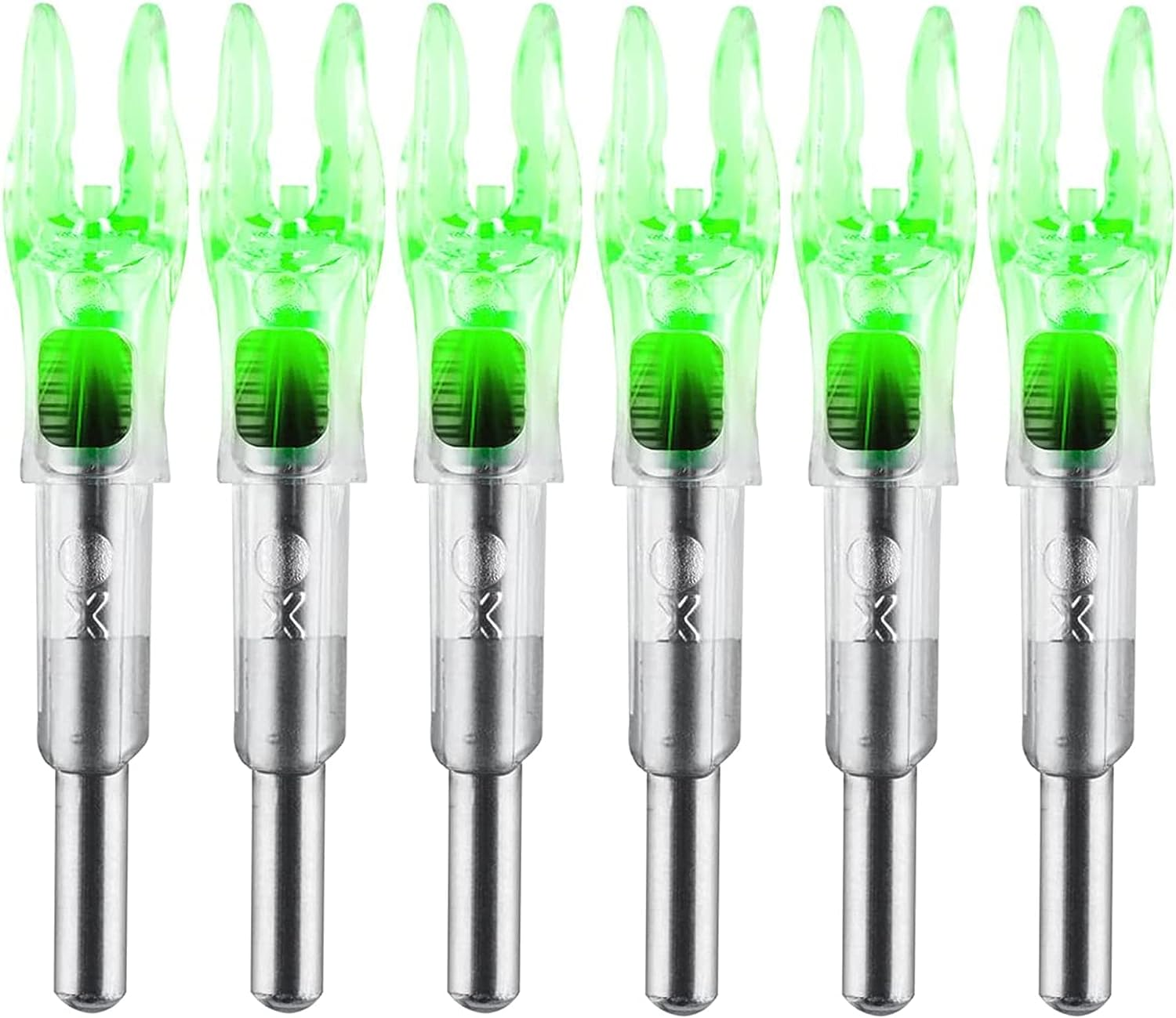 6PCS X Lighted Nocks for Arrows with .204 .233 .244 .246 inside Diameter with H, S, GT Bushings High-Visibility DEEPOWER LED Arrow Nocks, On/Off Switch Included