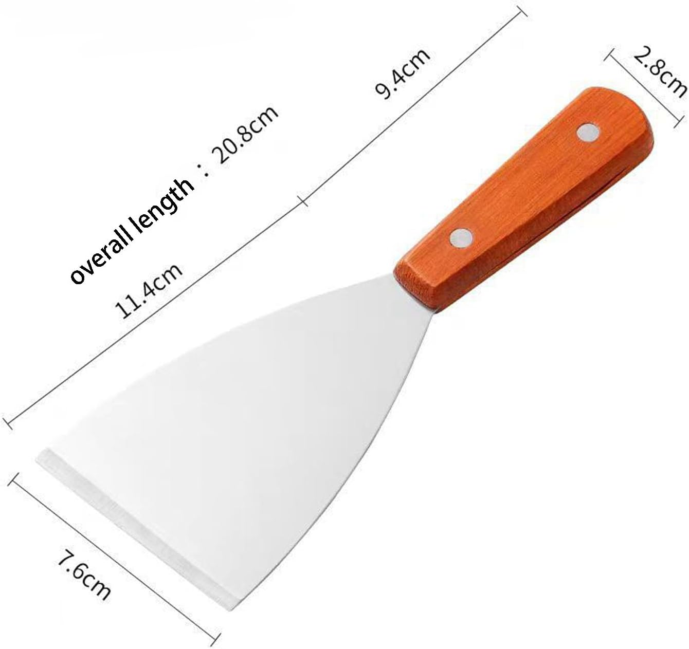 Stainless Steel Grill Scraper 2PCS, with Wooden Handle, Slant Edge, Versatile Grill Scraper Tool for Grill Dough Pancake Pizza image number 2