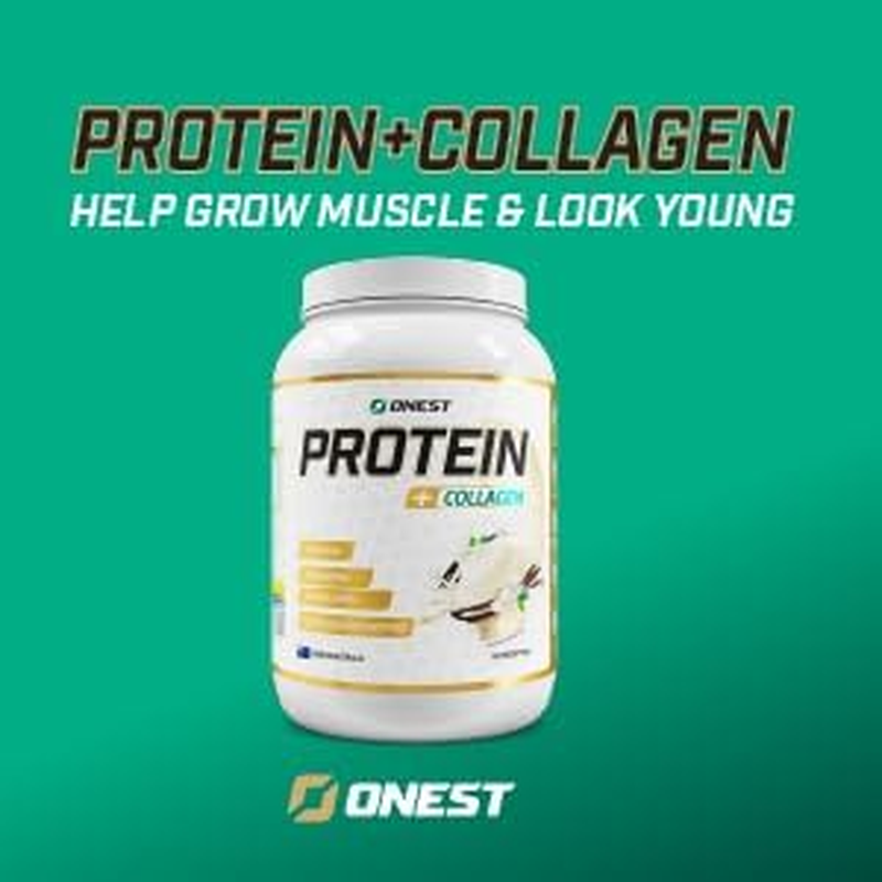 ONEST Collagen Infused Whey Protein Powder 960G &ndash; 30 Servings Easy-To-Digest Collagen Powder to Build & Maintain Muscle &ndash; 25 Grams Protein & 10 Grams Collagen for Protein Drink (Vanilla) image number 1