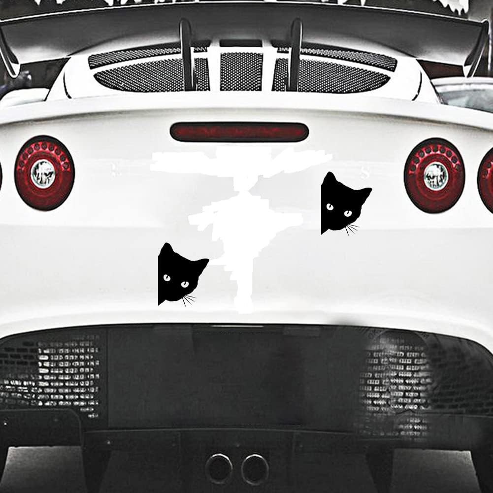 Oautosjy 2Pcs Peeking Cat Silhouette Car Sticker Decal Black Cat Car Window Decal Waterproof Self-Adhesive Car Hood Auto Body Decal Funny Cat Graphics Scratch Car Sticker Auto Laptop Bumper Wall Decor - Black image number 4