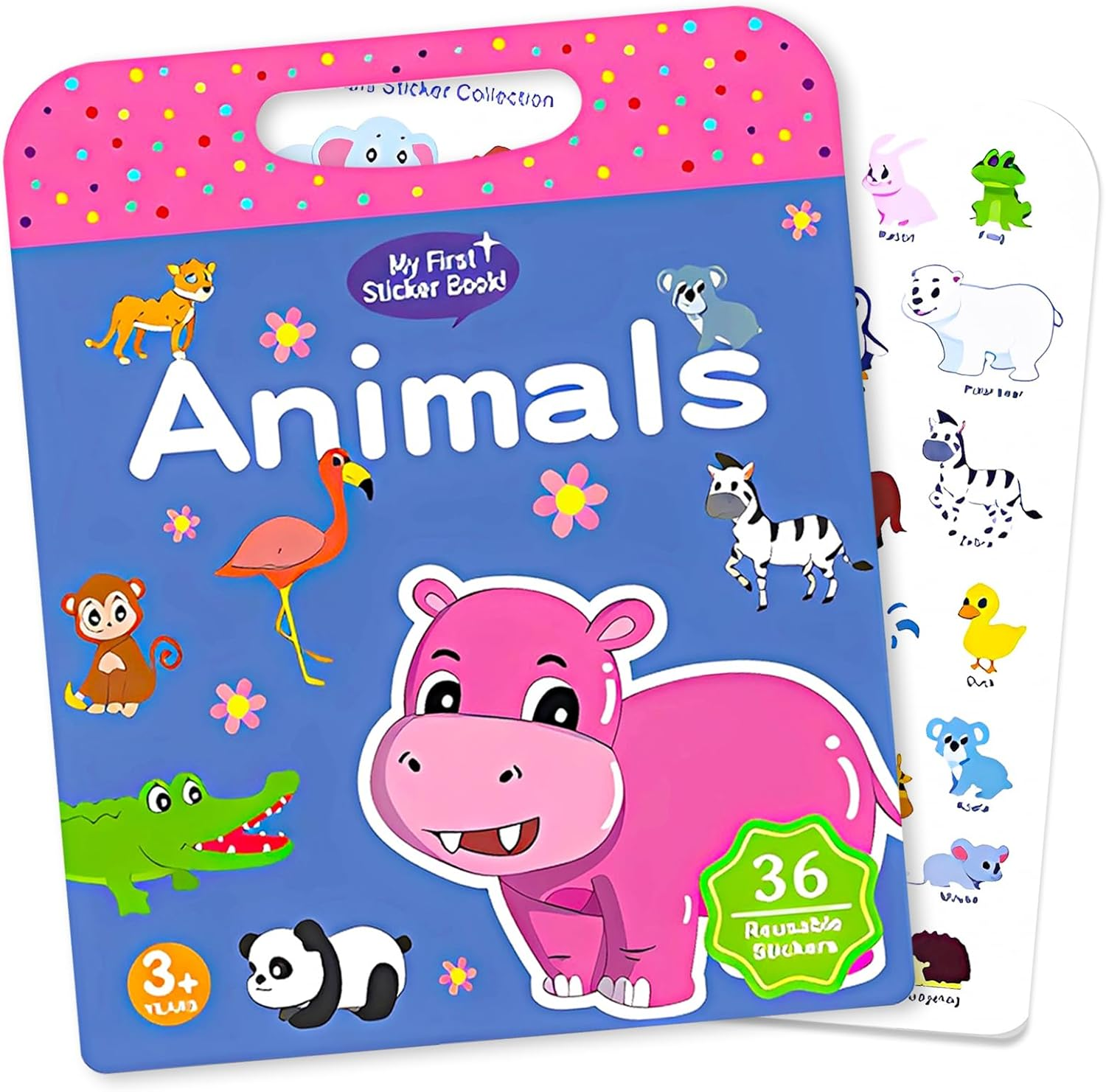 1 Pack Reusable Puffy Sticker Book for Kids, Travel Airplane Activity Stickers Animal Themes, Education Learning Toys for Birthday Gift image number 1