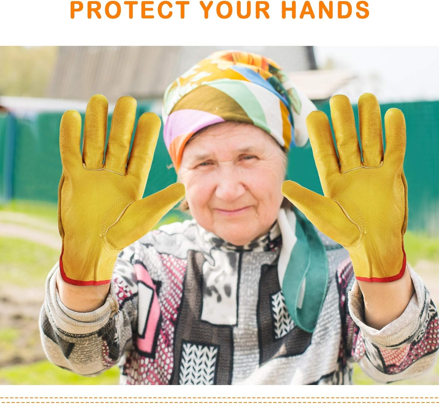 Garden Gloves Leather Gardening Gloves Thorn and Cutting Proof Work Garden Gloves image number 2