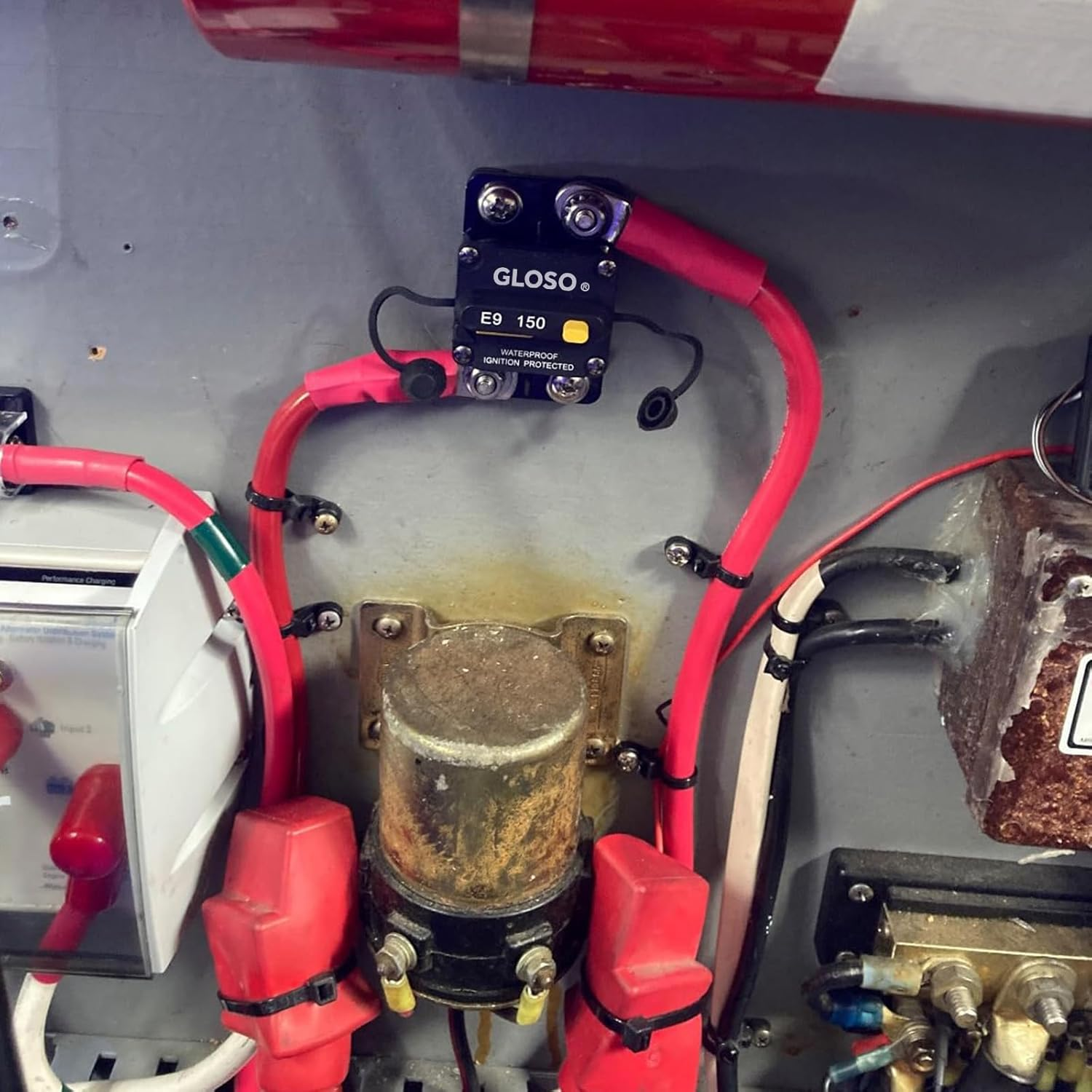 GLOSO E99 Waterproof Circuit Breaker 12V-48V DC Extended Surface Mount Manual Reset High-Amp for Marine RV Truck (50A) image number 4