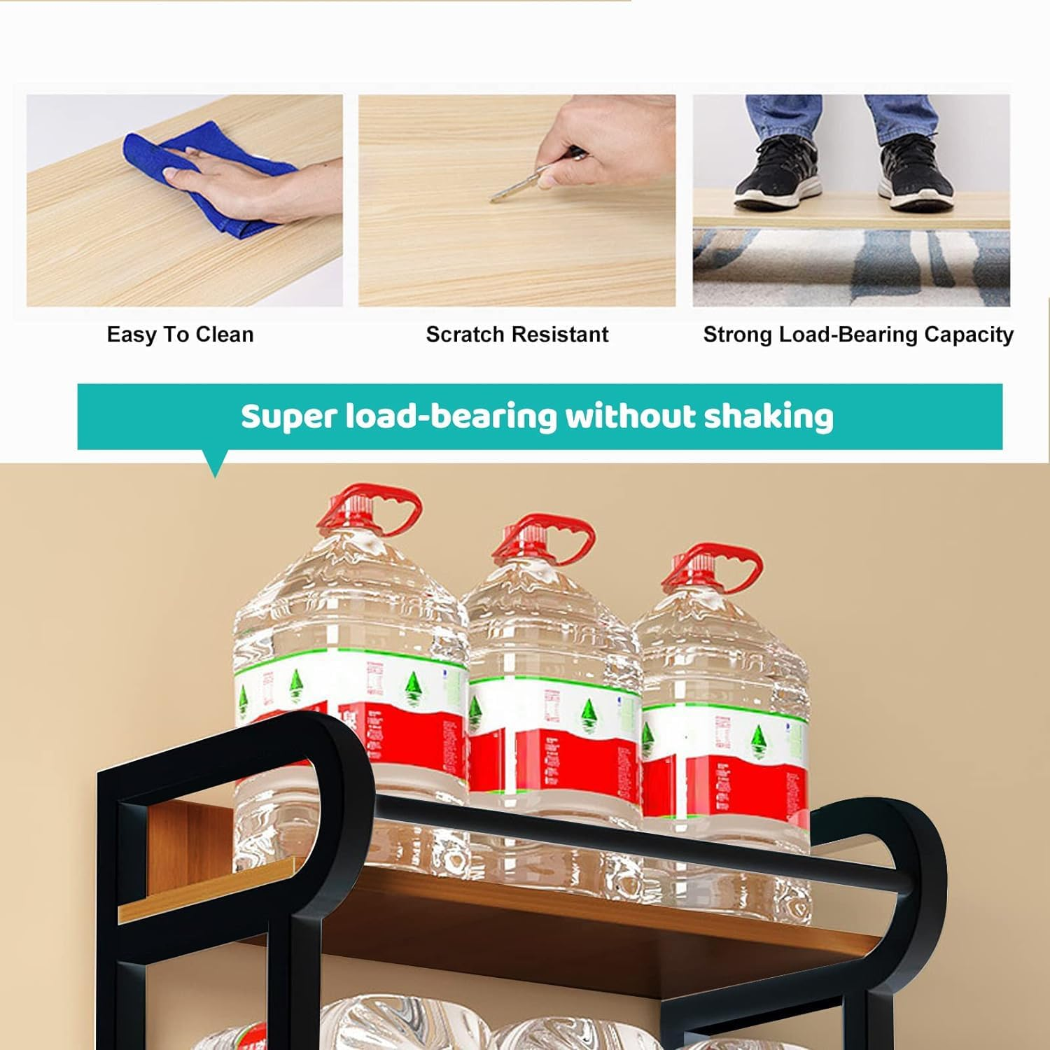 Over the Toilet Storage, 3-Tier Washing Machine Rack, Metal Laundry Shelf, above Washer Dryer Organizer for Bathroom, Balcony Space Saving (Black) image number 6