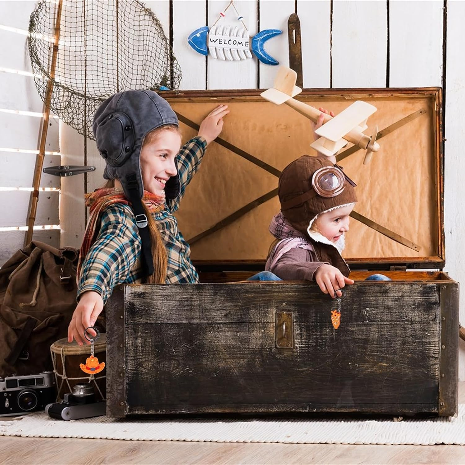 12 Pcs Western Themed Keyrings，Keychains Set &ndash; Cowboy Hat, Boot, Horse & More,Colourful Rubber Keyring for Western Enthusiasts Gift,Charm,Bright Decorative for Keys, Bags,Pouchs image number 2