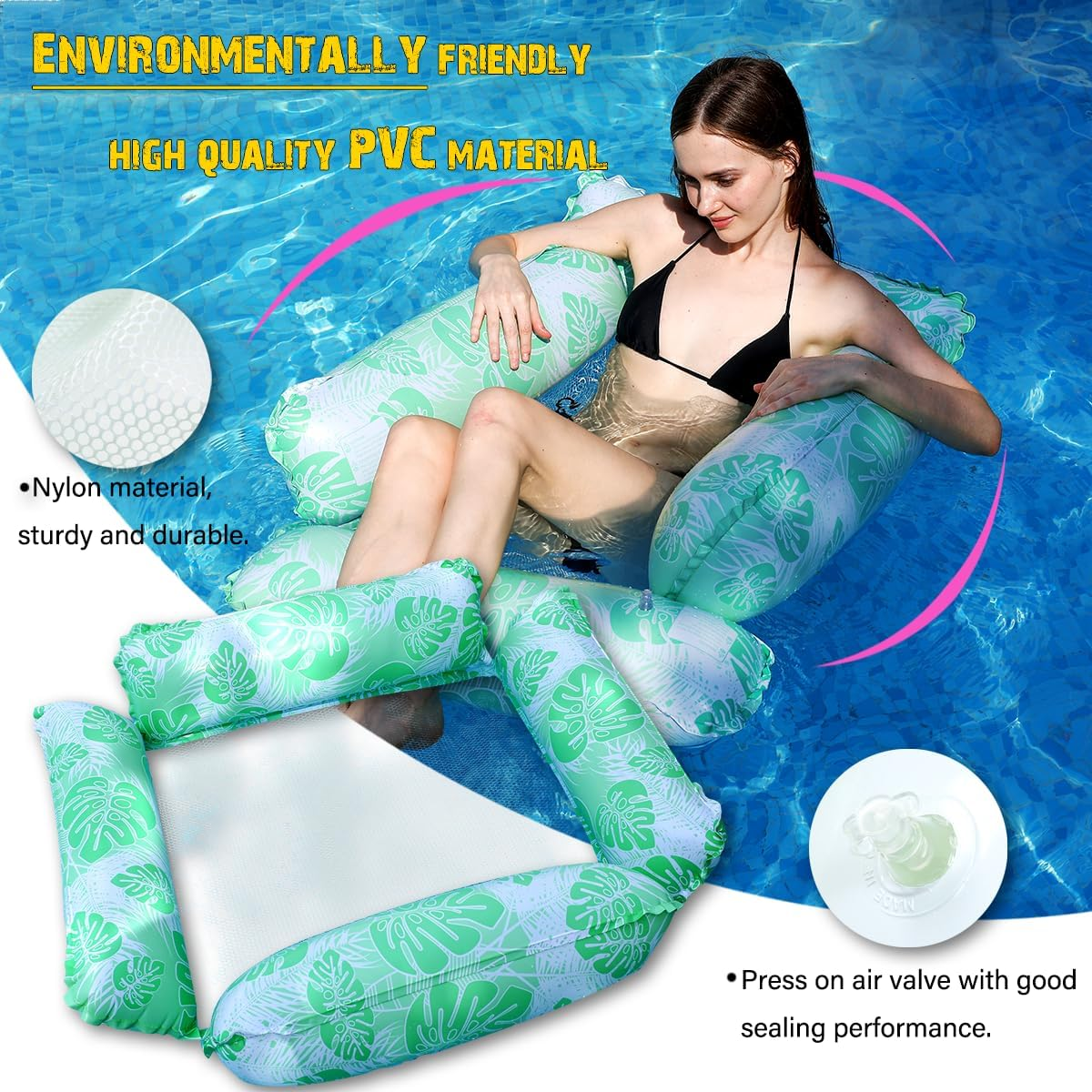 Inflatable Monstera Pool Float, Large-Size Water Playground for Kids and Adults.Floating Lounger for Pool, Beach, Jacuzzi, Swimming Pool, Outdoor image number 3