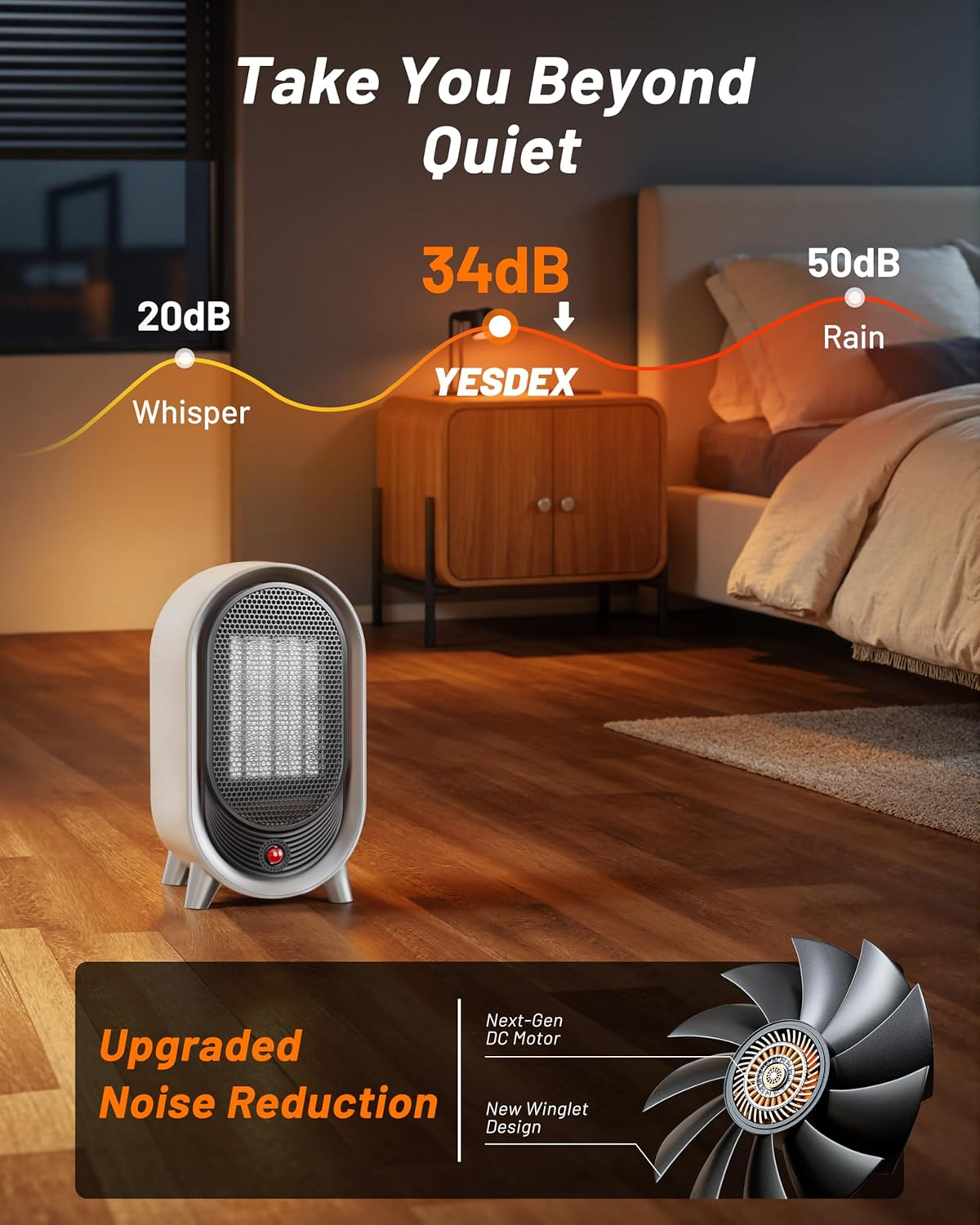 Heater Fan &ndash; 1200W Portable Space Heater, Mini Ceramic Heater Fast Heating with Tip-Over Protection, 3 Modes, Electric Desk Small Heaters for Bedroom,Office, Living Rooms, Indoor Home image number 2