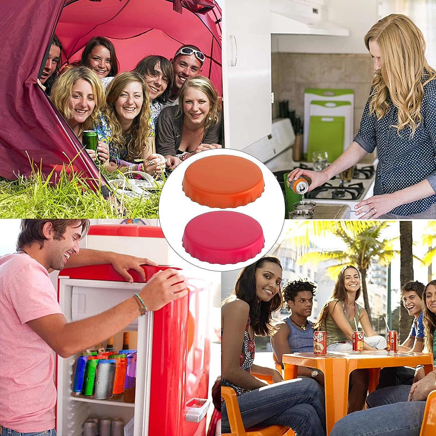 4 PCS Silicone Beverage Can Lids, Leak-Proof & Dust-Resistant Can Covers, Multi-Coloured Drinks Can Protection, Finegood Reusable Silicone Can Lids for Drinks Bottle Caps for Beer, Wine, Soda image number 3