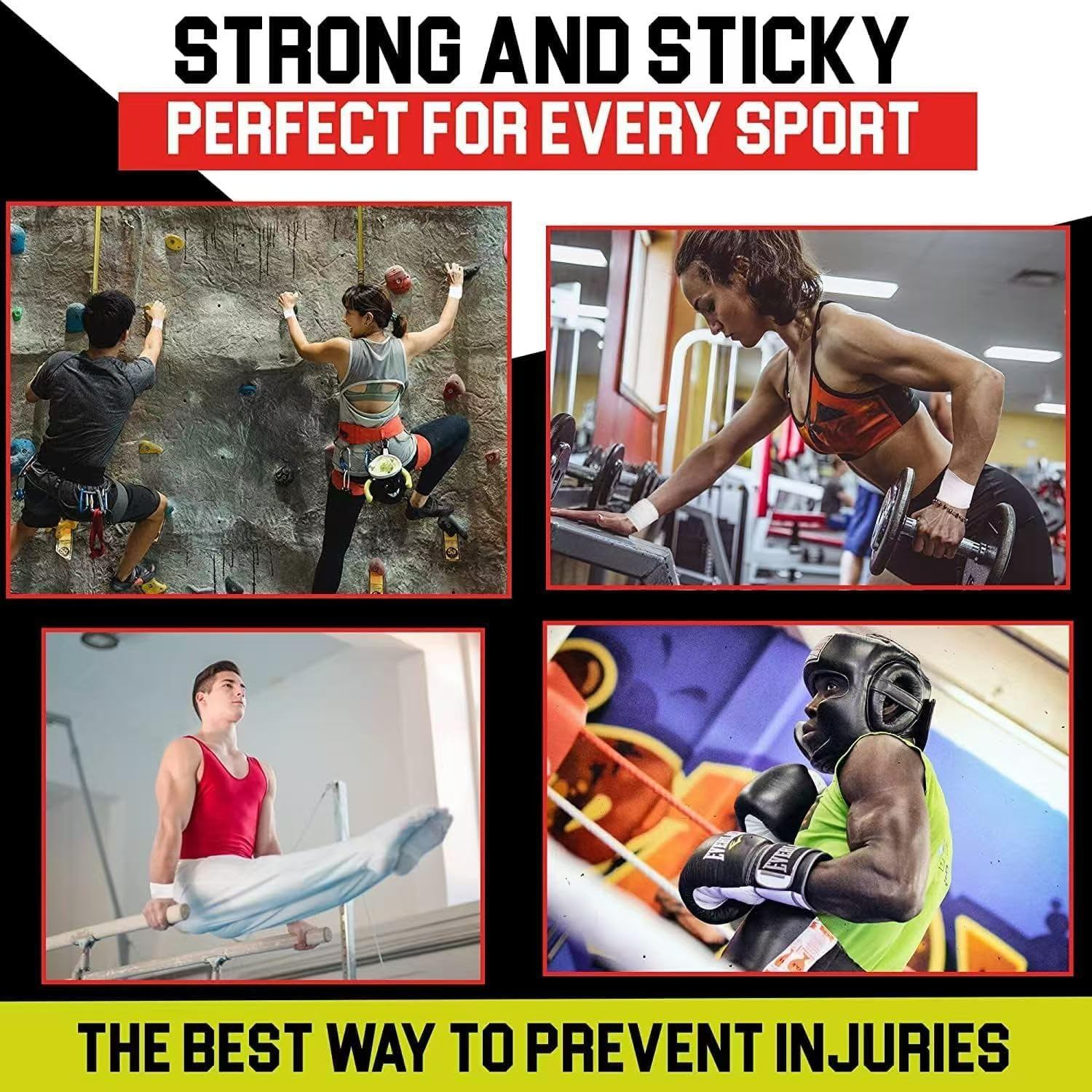 White Athletic Sports Tape Strong Easy Tear NO Sticky Residue BEST TAPE for Athlete & Medical Trainers. PERFECT on Bat, Lacrosse/Hockey Stick, Lifters, Climbers & Boxing 1.5" X 32.8 Feet, 8 Packs (Black) image number 5