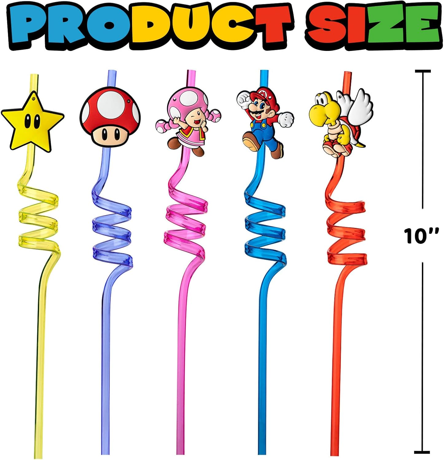 24Pcs Birthday Party Supplies Reusable Drinking Straws,8 Designs Party Favors with 2 Cleaning Brushes,Best for Your Kid&rsquo;S Party image number 1