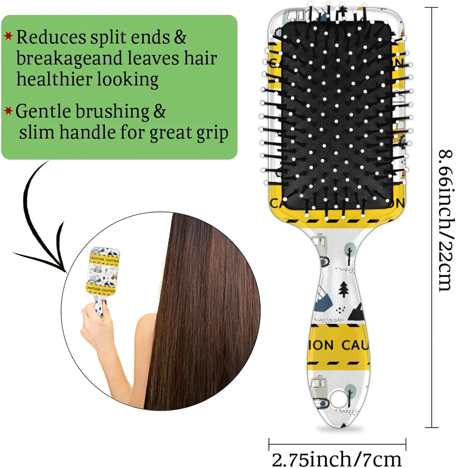 Kids Hair Brush for Boys Girls Toddler - Detangler Hairbrush for Wet Dry Thin Long Curly Hair Pain-Free Comb Glide through Tangles with Ease and Massage Scalp (Transportation Trucks) image number 6