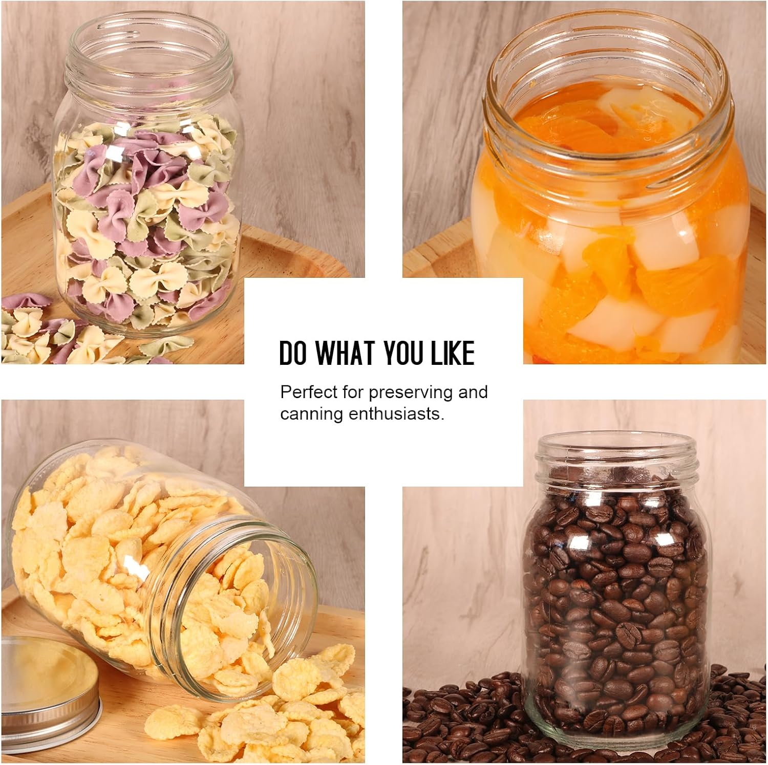 BEWAVE Glass Mason Jars, 16Oz Clear Glass Jars with Lids for Sealing, Regular Mouth Canning Jars for Food Storage, Snacks, Candies, DIY Projects, 4 Pcs image number 2