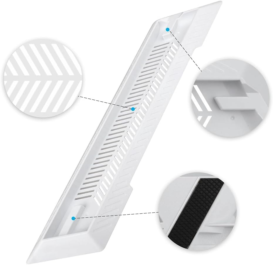 Kailisen PS4 Slim Vertical Stand for Playstation 4 Slim with Built-In Cooling Vents and Non-Slip Feet (White) image number 5