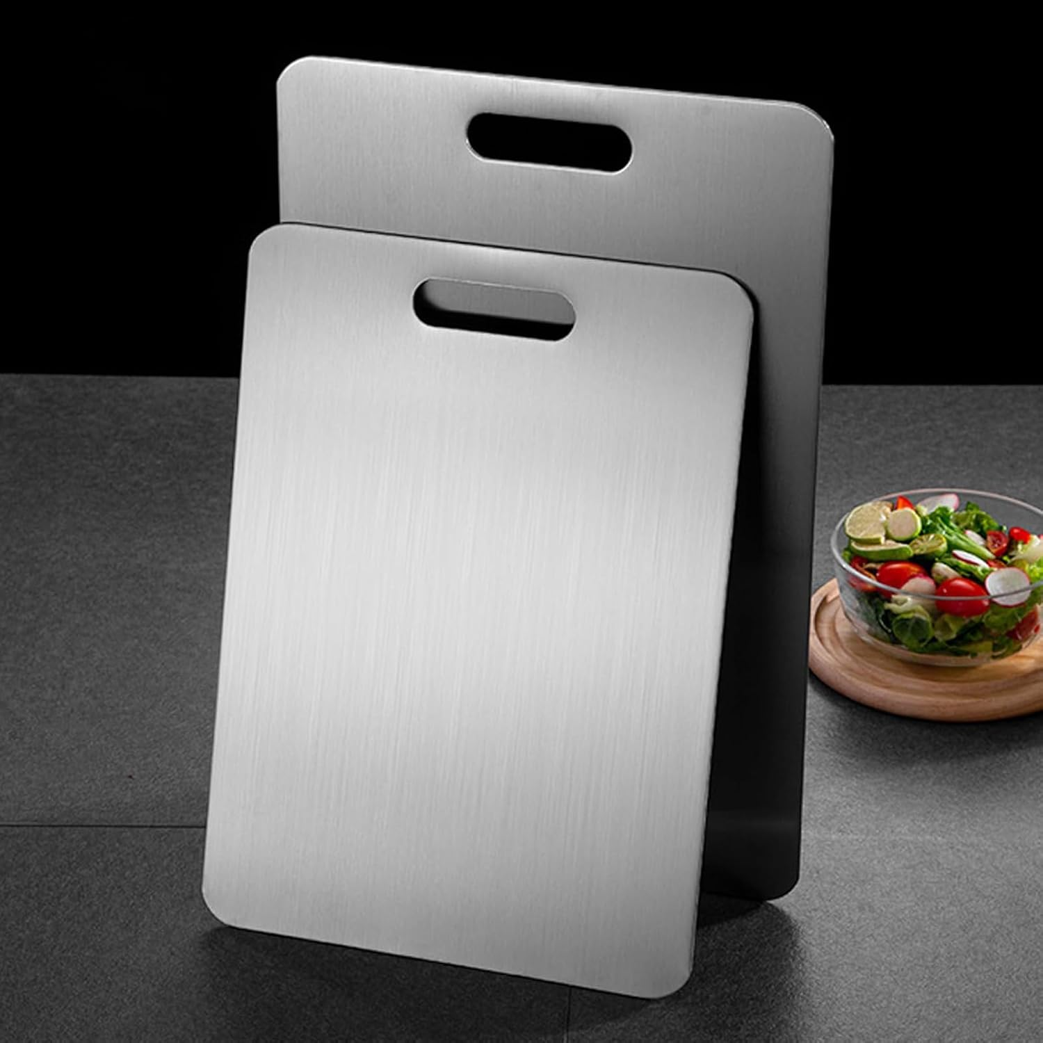 Cutting Board for Kitchen,Stainless Steel ​Food-Grade Cutting Board Double Sided Multi-Functional Anti-Bacterial and Anti-Mold Cutting Board （39X28Cm） image number 2