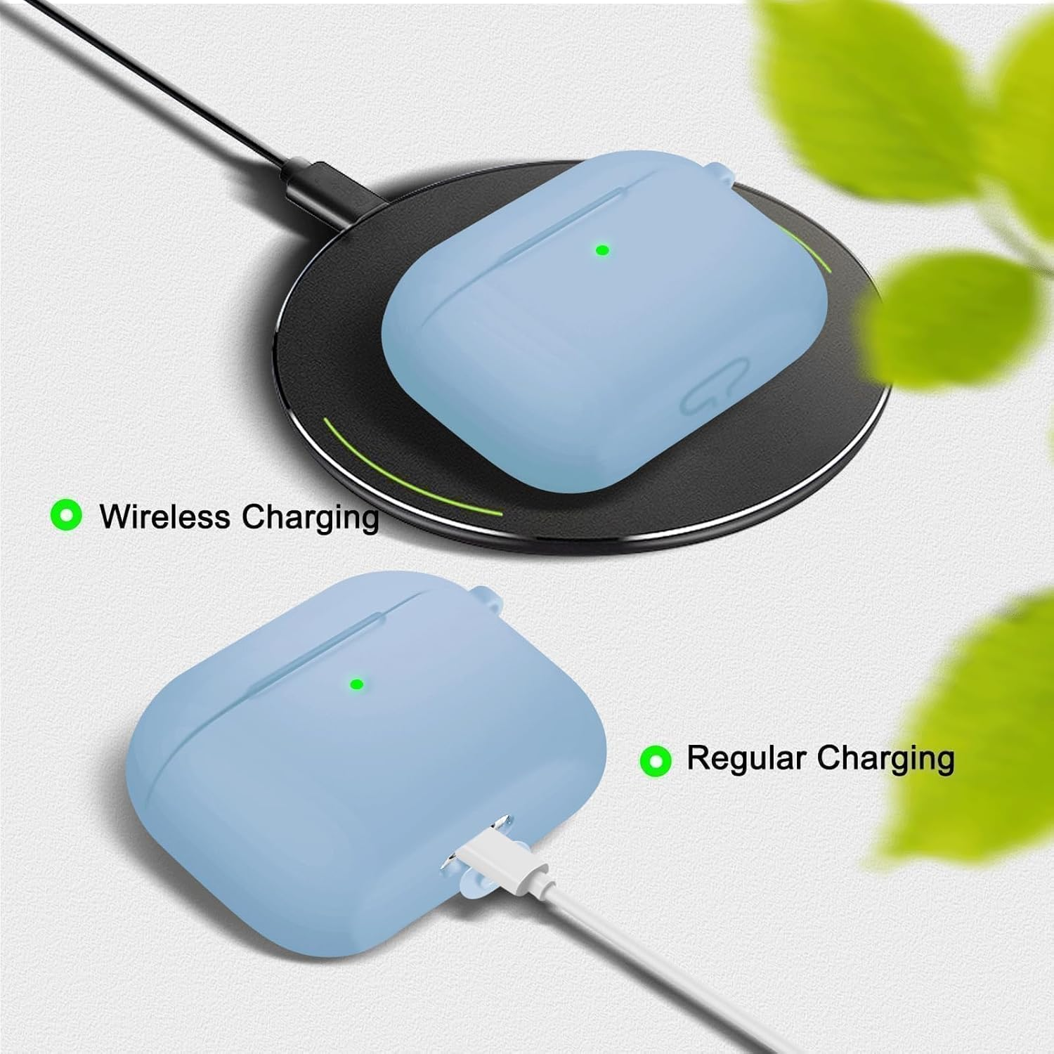 For Airpods Pro Case Cover with Cleaner Kit,Soft Silicone Case for Apple Airpod Pro 1St/2Nd Generation,Airpods Pro/Pro 2 Case Accessories with Keychain-Denim Blue - A2-Sky Blue image number 7