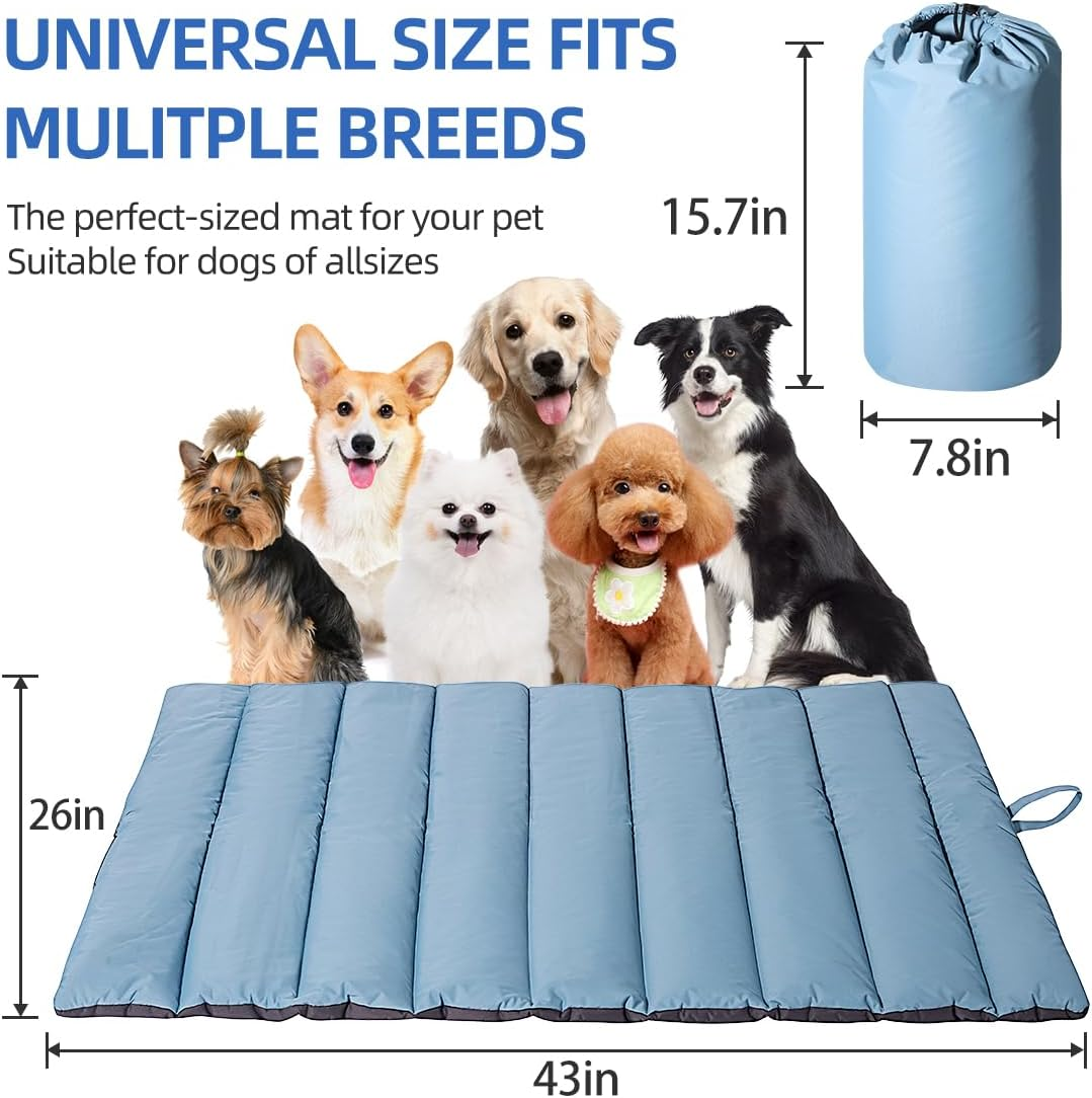 Outdoor Dog Bed, Waterproof Camping Dog Bed, Machine Washable, Easy to Clean, Large Size, Durable Travel Dog Bed, Foldable Portable Camping Travel Pet Mat for Medium and Large Dogs (L, Blue) image number 2