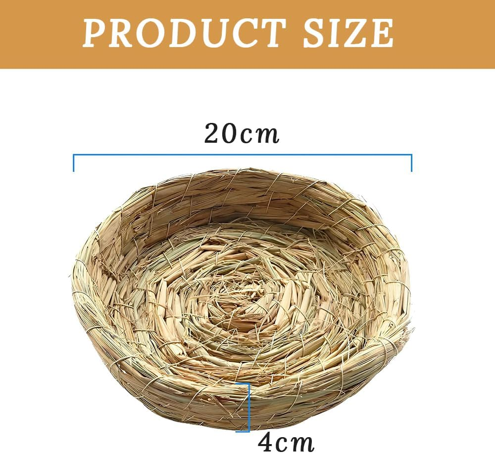 4-Pack Woven Bird Nest, Woven Grass Nest, Flat-Bottom Bird Bed, Pet Supplies for Pigeons, Parrots, Sparrows, Rabbits, Chinchillas, Hamsters, Etc. image number 5