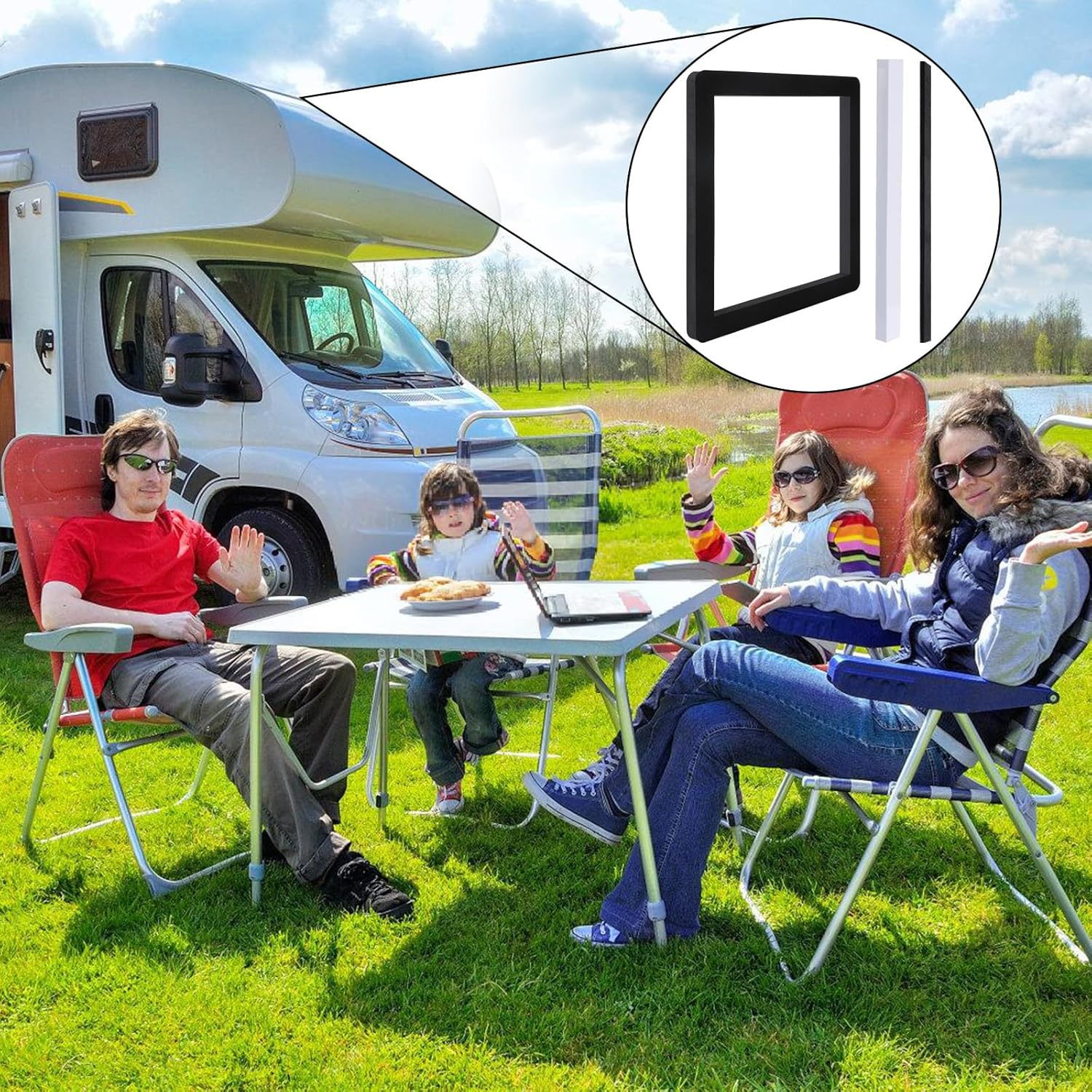 Universal RV Roof Air Conditioner Gasket Kit, 14X14In Camper Roof A/C Gasket Kit - Waterproof Compression Seal Insulation - Self-Adhesive Picture Frame Gasket and Leveling Pads image number 2