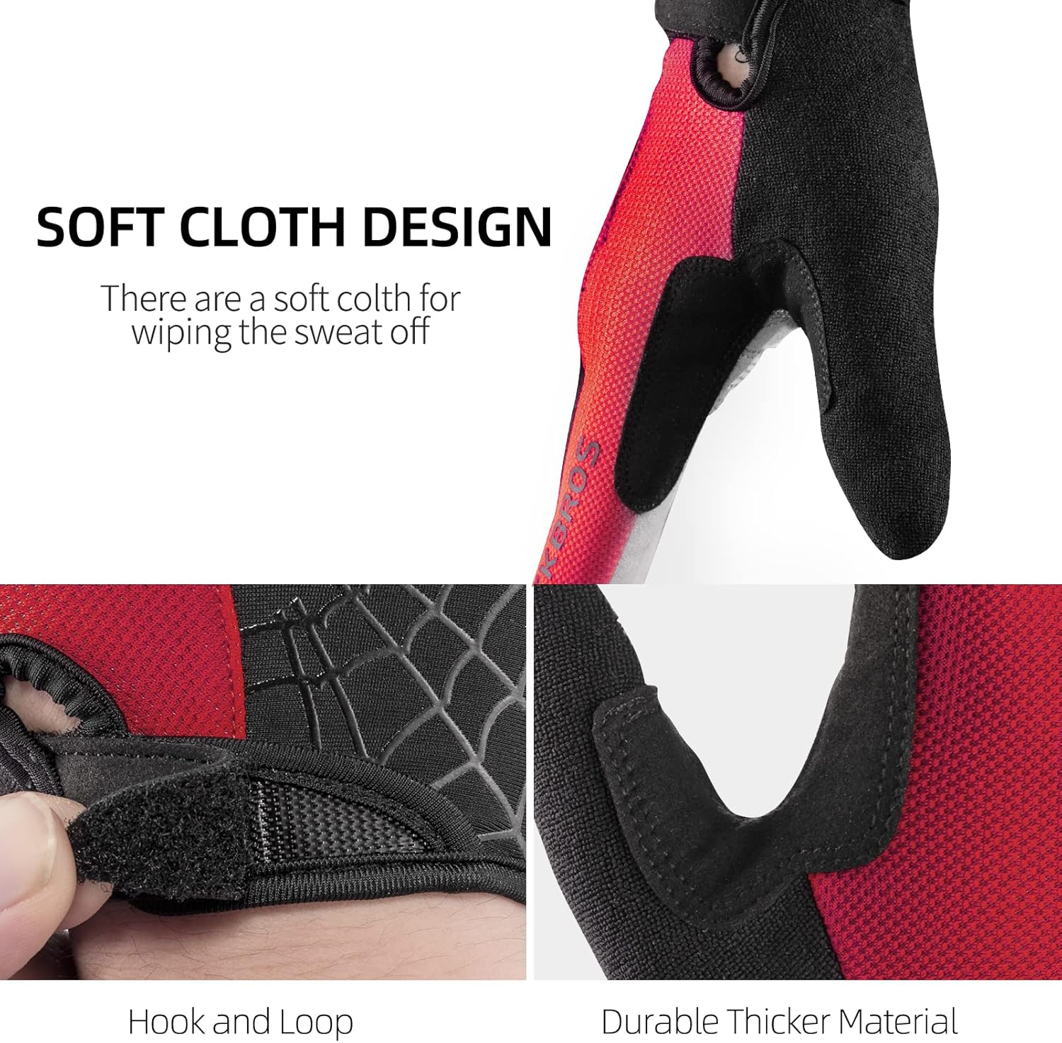 ROCKBROS Cycling Gloves for Men Mountain Bike Gloves Bicycle Gloves SBR Pad Anti-Slip Road Riding Gloves for Spring, Autumn Breathable Sports Gloves image number 6