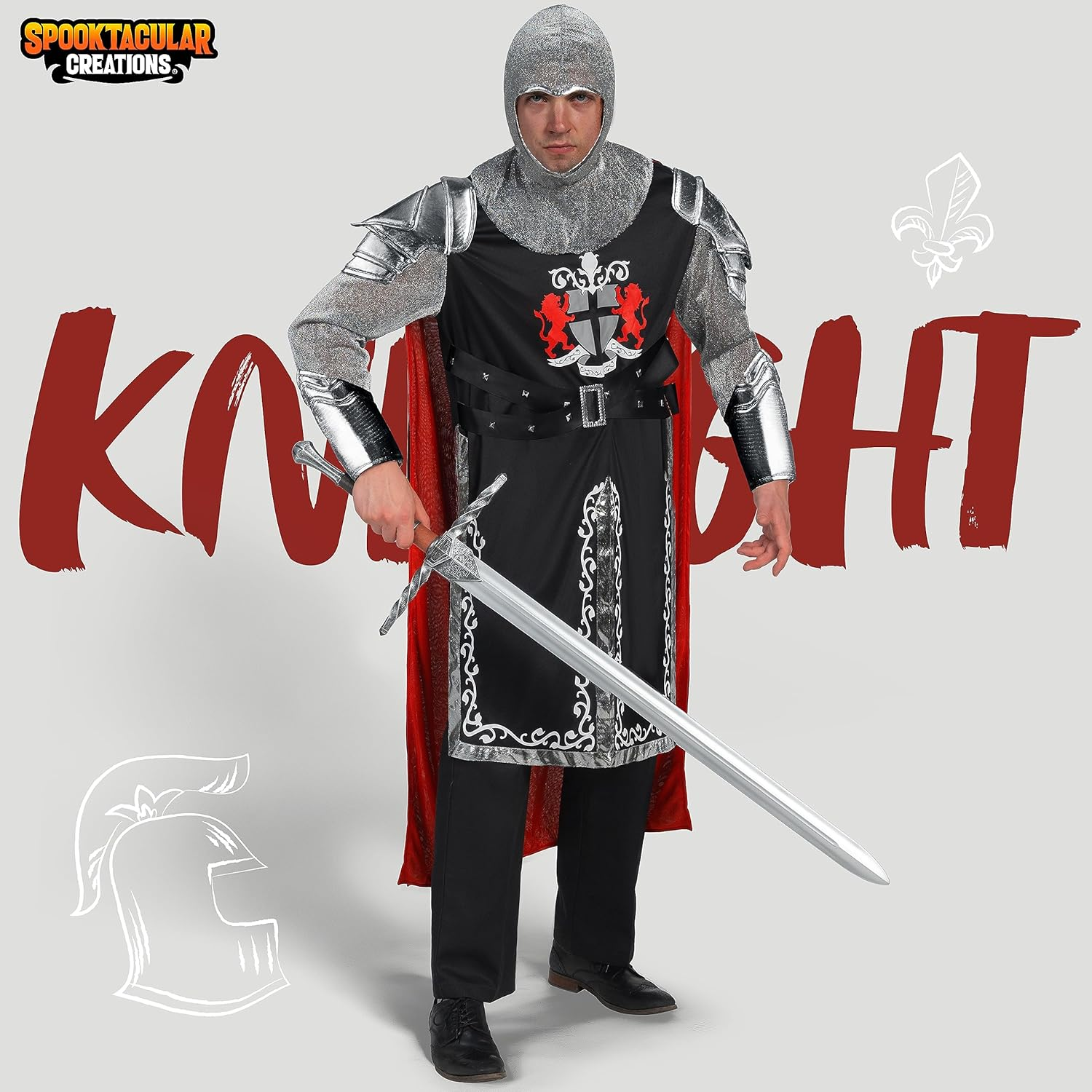 Spooktacular Creations Medieval Knight Costume Men for Adult Halloween Costumes, Gladiator Costume Set image number 1