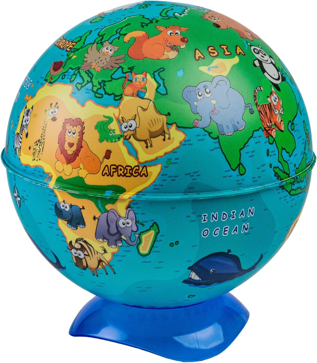 EXERZ 10CM Mini Globe (Wild Animal), with Pencil Sharpener Build in - English Map image number 6