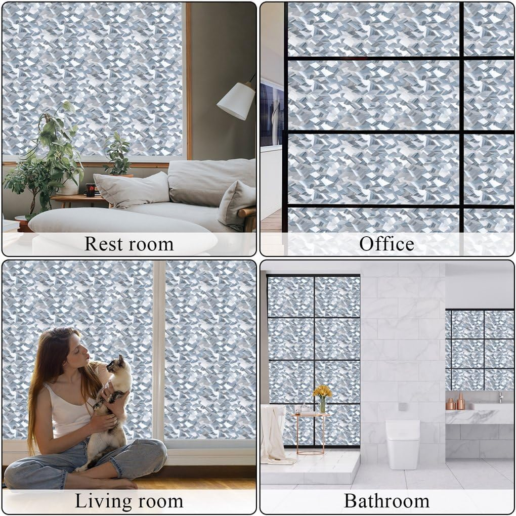Arthome Privacy Window Film,45X254Cm 3D Crystal Window Tint,Refraction Glass Film,No Glue Remoable Static Cling Anti-Uv Window Sticker Self-Adhesive Vinyl Window Covering for Home Office Decor&hellip; image number 3