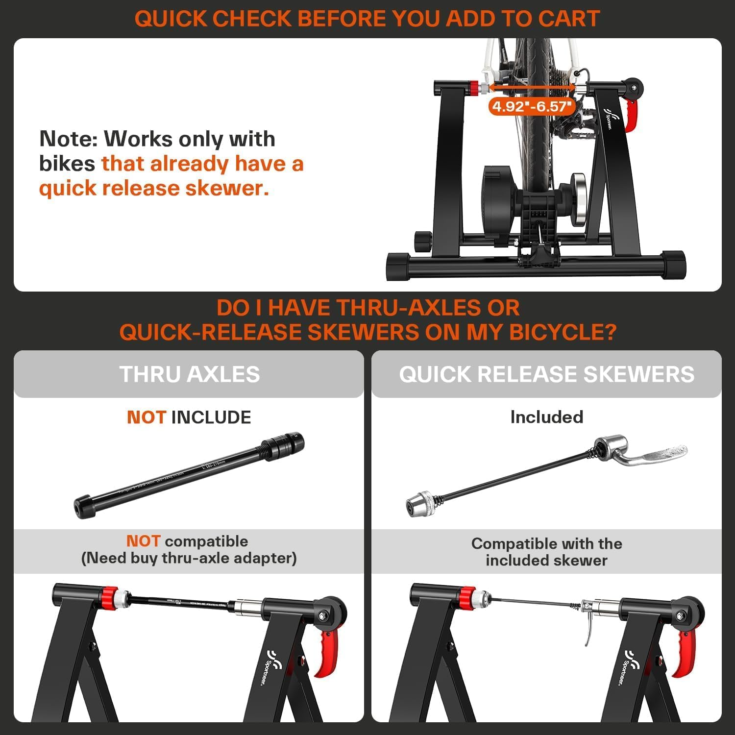 Sportneer Bike Trainer: Magnetic Stationary Bicycle Trainers for 26-28" & 700C Wheels - Adjustable 6 Level Bike Trainer Stand for Indoor Riding with Quick Release Lever & Front Wheel Riser Block