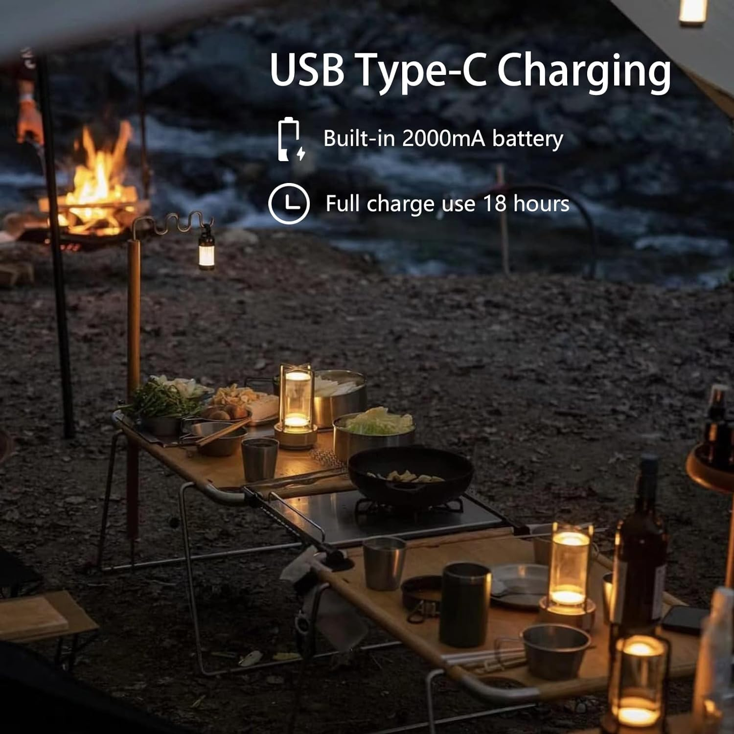 Cordless Table Lamp, LED Lamp with 2000Ma Battery, 3 Color Stepless Dimming, Lumisom Crystal Lantern Lamp, Klarako Crystal Lantern Suitable for Bedroom/Bar/Cafe/Camping(Gold) 1 Pack image number 4