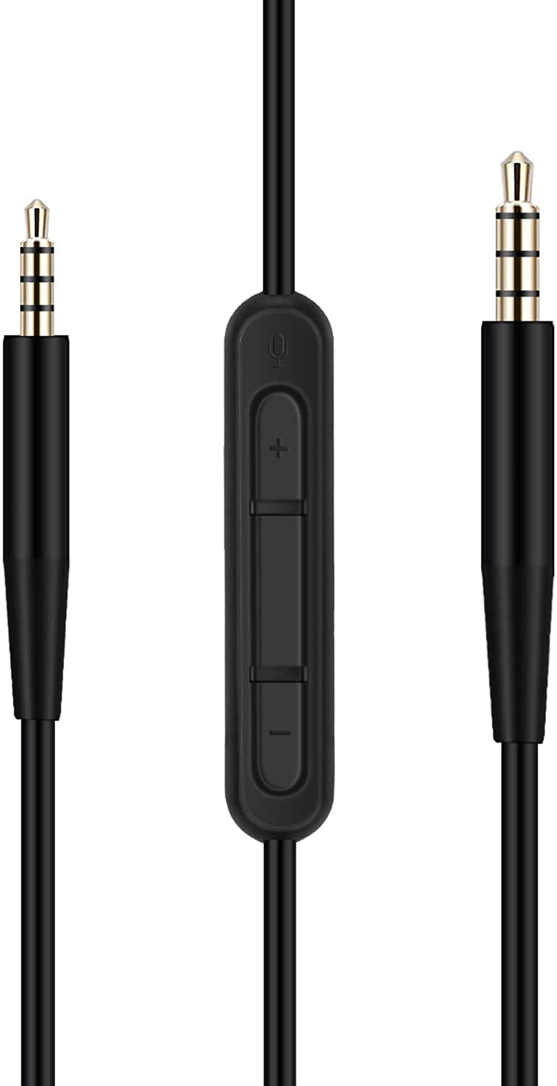 QC45 Replacement Audio Cable Cord for Bose QC25, QC35, Quietcomfort 25, Quietcomfort 35, On-Ear 2,Oe2,Oe2I, NC700, Soundlink, Soundlinkii Headphones with Inline Mic/Remote Volume Control (Black) image number 1