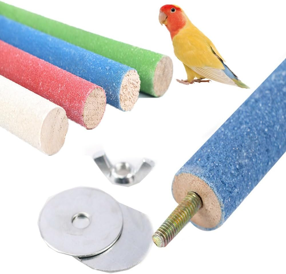 6 Pcs Parrot Stand Toy Platform Paw Grinding Stick, Bird Cage Perch Toy, 3 Kinds of Length Random Colors, Colorful Pet Bird Cage Perches Stand Platform Chew Toy for Parrot Bites(Random Colors) image number 1