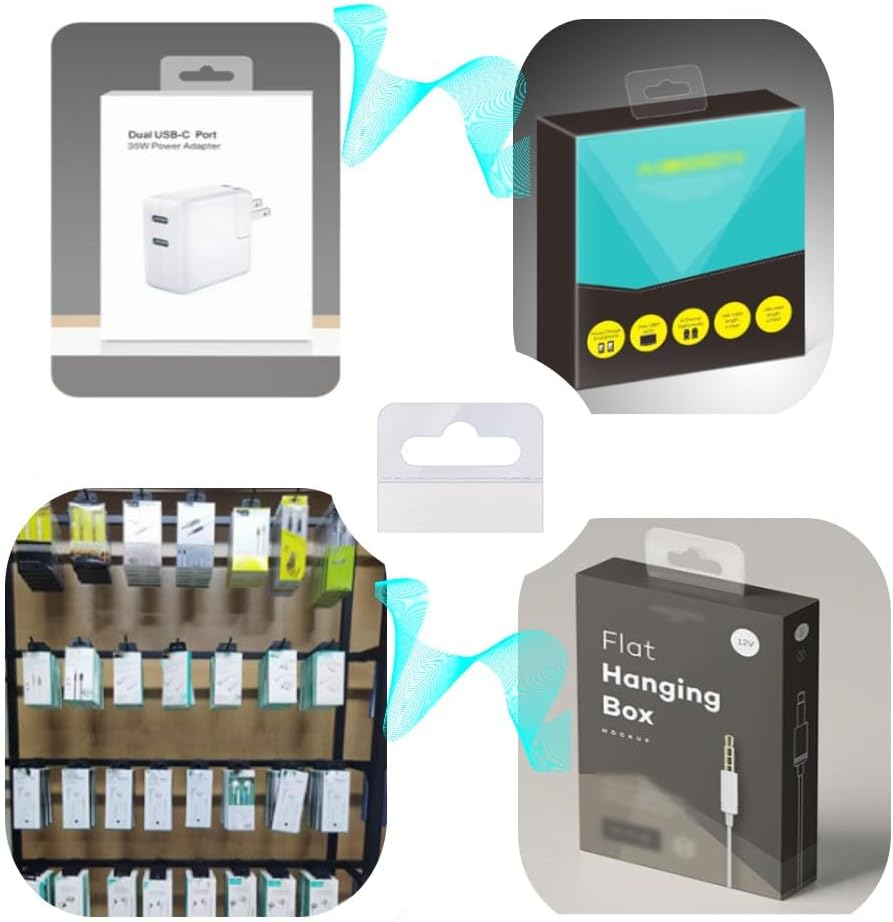 DACUAN 200 Transparent Adhesive Labels, Self-Adhesive Labels with Slots and Holes, for the Display of Small Retail Items in Stores