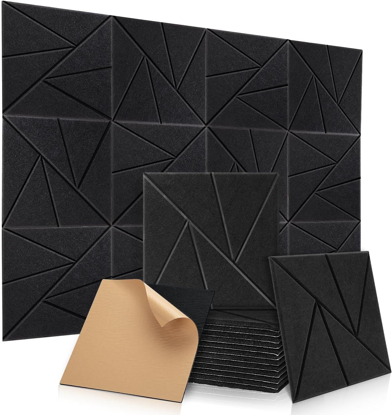 12 Pack Acoustic Panel, 12X12X0.47 Inch High Density 230Kg/M&sup3; Sound Absorbing Panels with Self-Adhesive, Sound Proof for Acoustic Wall Panels (30X30X1Cm)-Black image number 6