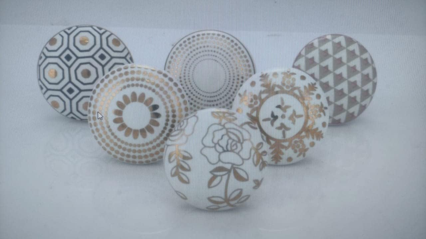 ATCUSA Vintage Multi Designed Decorative Ceramic Cupboard Kitchen Cabinet Door Knobs Bathroom Dresser Almirah Drawer Pulls Retro Handles Boho Classical Glazed Hardware (White Gold New - Pack of 6) image number 2
